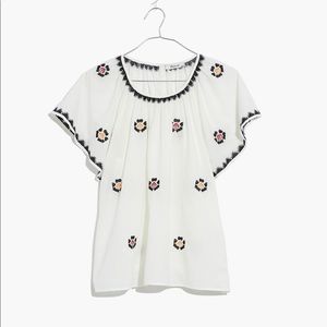 NWT- Madewell- Plus Embroidered Flutter-Sleeve Top Size 2X